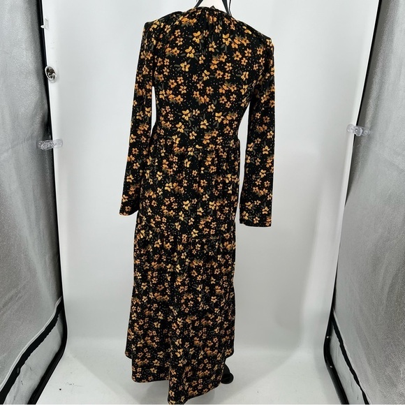 Free People Tiers Of Joy Floral Black and Yellow Dress Size L - Picture 9 of 9